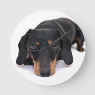 Little Dachshund Round Clock