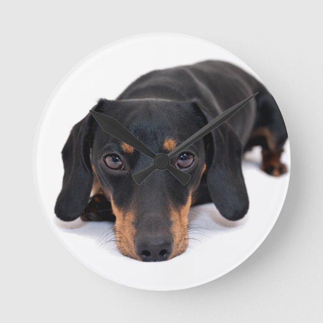 Little Dachshund Round Clock (Front)
