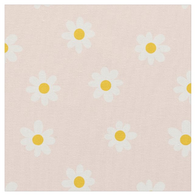 Little Daisies - soft apricot Fabric (Close Up)