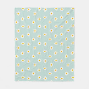 Little Daisies - soft teal Fleece Blanket