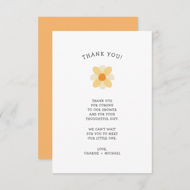 Little Daisy baby shower thank you note (Front/Back)