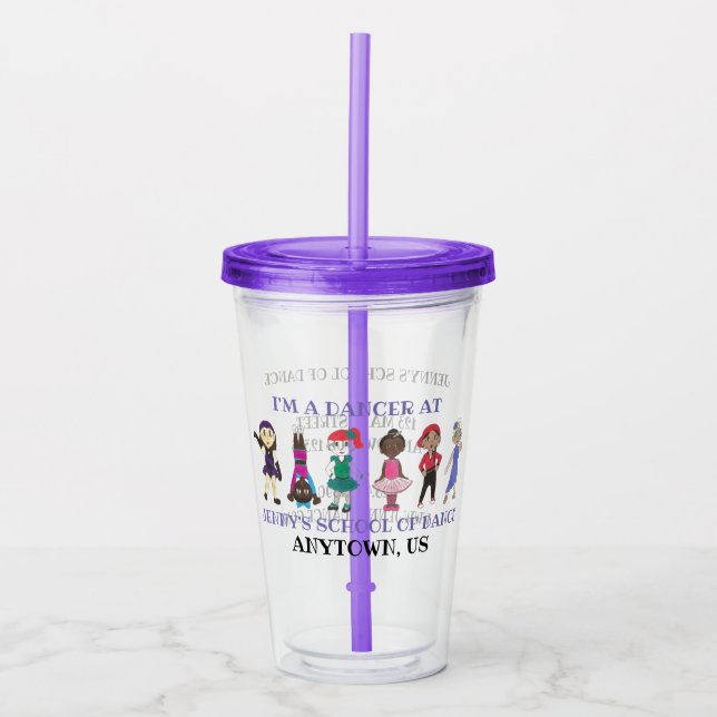 Little Dancers Ballet Tap Jazz Dance Studio School Acrylic Tumbler (Front)