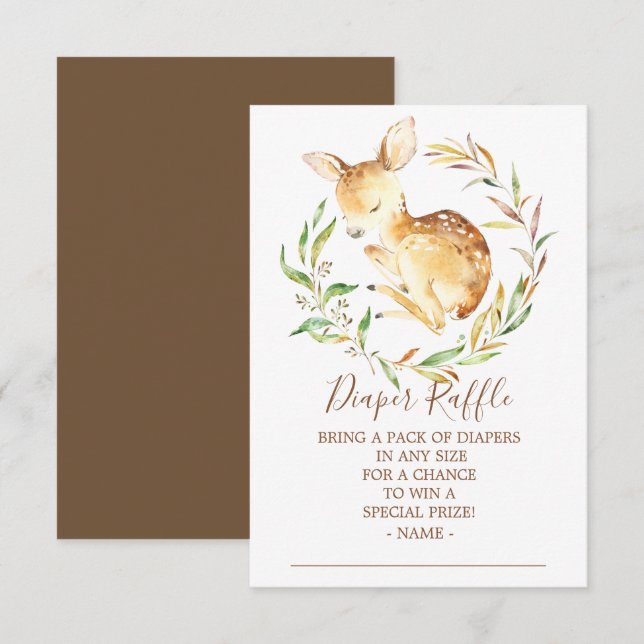 Little Deer Baby Shower Diaper Raffle Ticket Invitation (Front/Back)