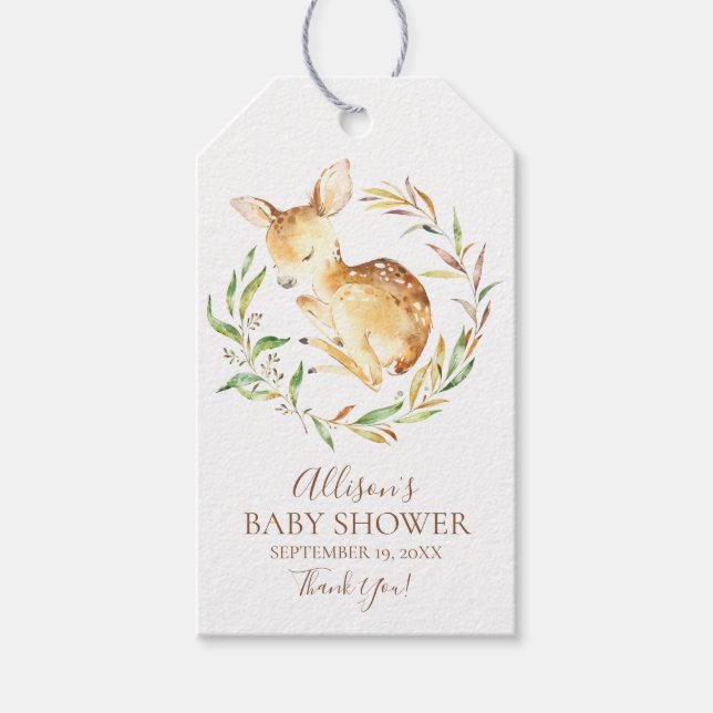 Little Deer Baby Shower Favour Gift Tag (Front)