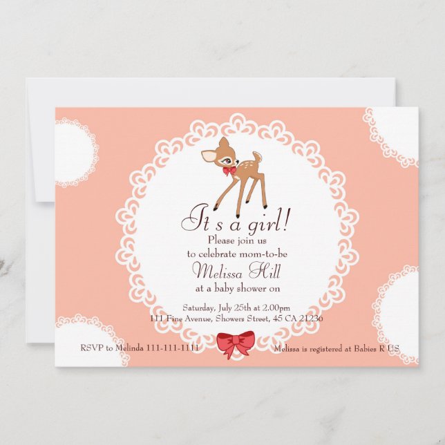 Little Deer Baby Shower Invitation (Front)