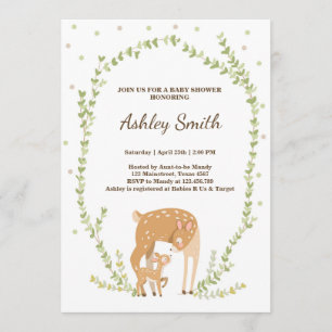 Little deer baby shower invitation Woodland Forest