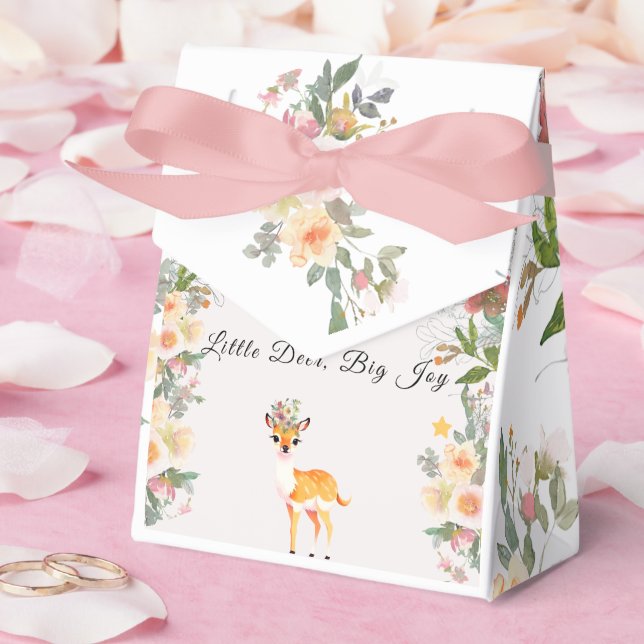 Little deer, Big Joy Pink flower Baby Shower theme Favor Box (Wedding)