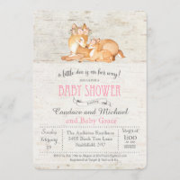 Little Deer Birch Girl Baby Shower Invitation