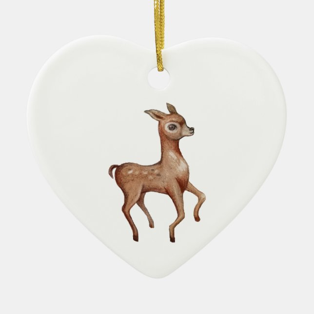 Little Deer Character Ceramic Ornament (Front)