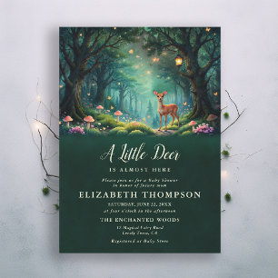 Little Deer Enchanted Forest Mushrooms Baby Shower Invitation
