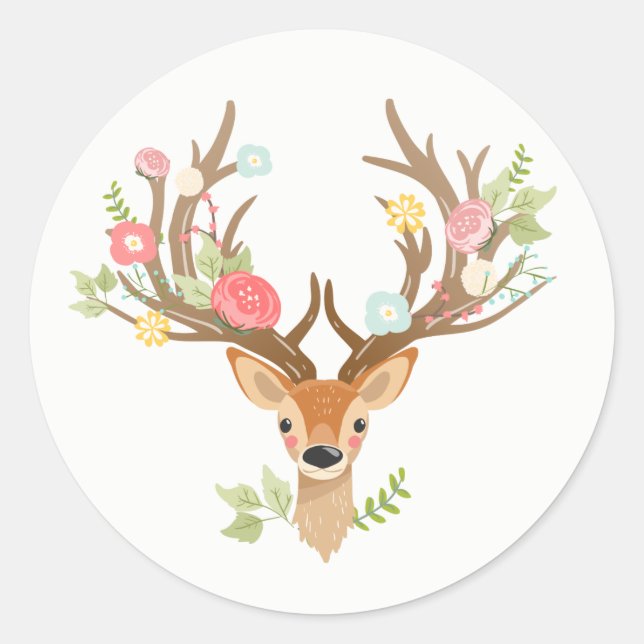 Little Deer faveur tag Sticker bois Antlers (Devant)