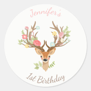 Little Deer favour tag Sticker woodland Antlers