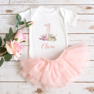 Little Deer First Birthday Monogrammed Baby Bodysuit