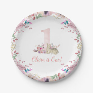 Little Deer First Birthday Party Personalized Paper Plate