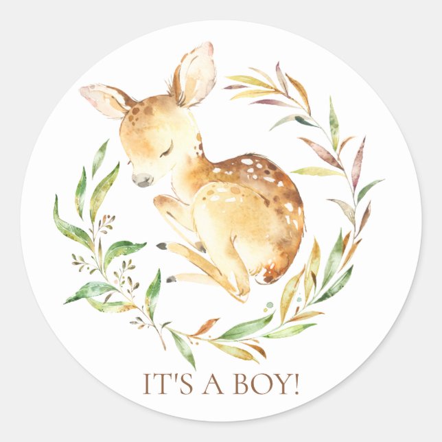 Little Deer It' a Boy Favour Sticker (Front)