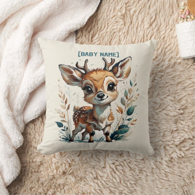 Little Deer Personalized Throw Pillow (Blanket)