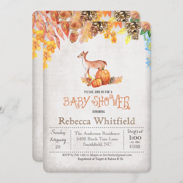 Little Deer Pumpkin Baby Shower Invitation (Front/Back)