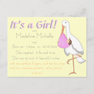 "Little Delivery" Personalized Birth Announcement Postcard