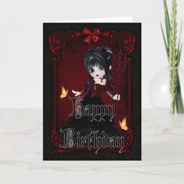 Little Devil 1 Gothique Bonne carte d'anniversaire (Devant)