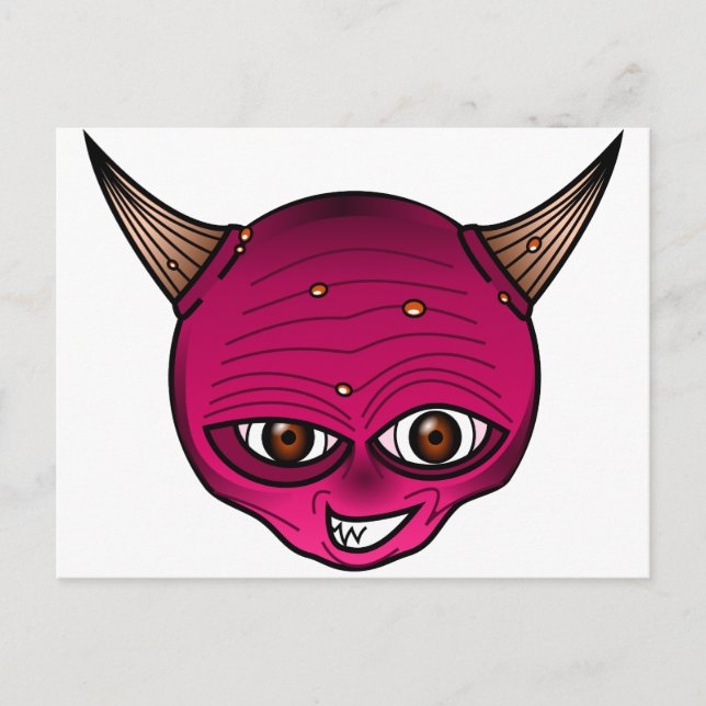 Little Devil Cartoon Head Face Horns Graphic Ympe Postcard (Front)