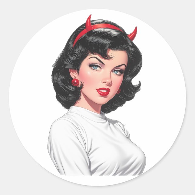 Little Devil Classic Round Sticker (Front)