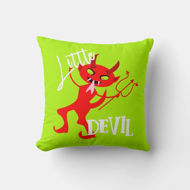 Little Devil Cute Demon Character Funny Statement Throw Pillow (Front)