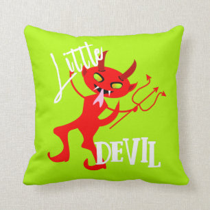 Little Devil Cute Demon Character Funny Statement Throw Pillow