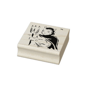Little devil girl illustration art stamp