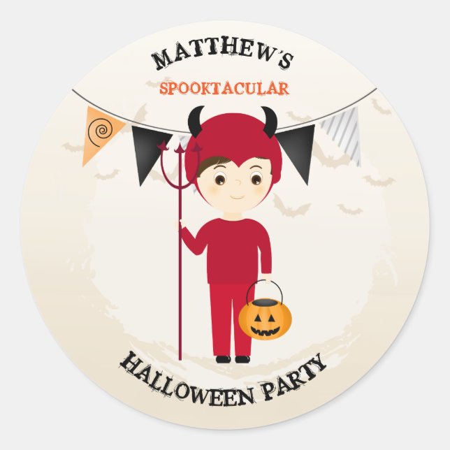 Little Devil Halloween Party Classic Round Sticker (Front)