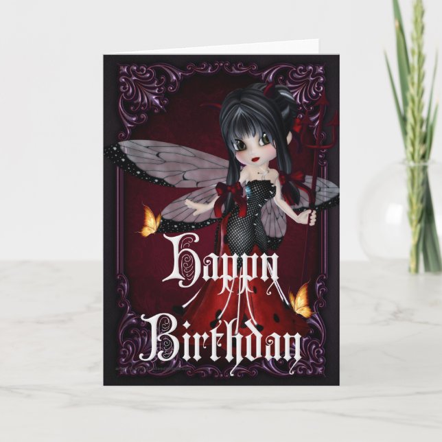 Little Devil Ladybug Design 1b Happy Birthday Card (Front)