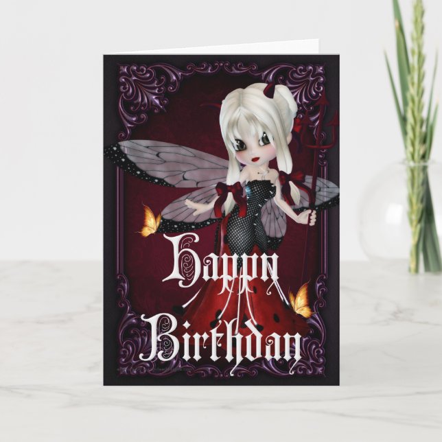 Little Devil Ladybug Design 2b Happy Birthday Card (Front)
