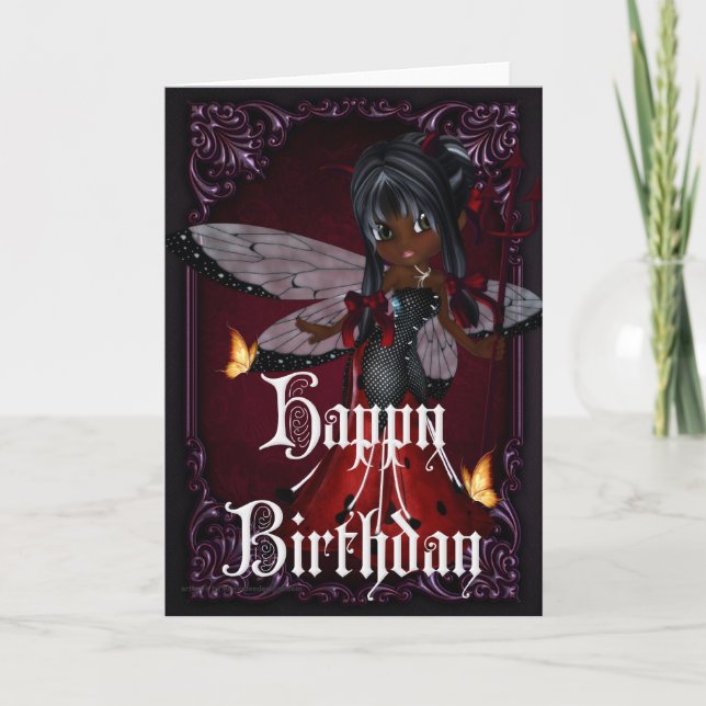 Little Devil Ladybug Design 4b Happy Birthday Card (Front)