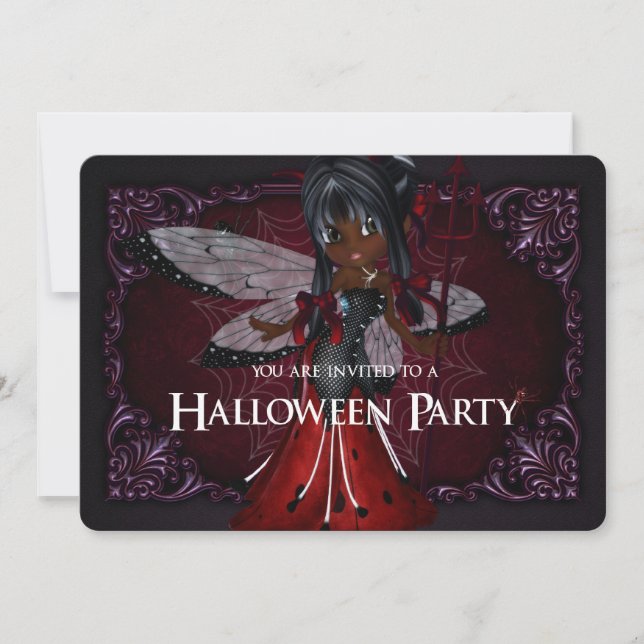 Little Devil Ladybug Fantasy Halloween Invite 4 (Front)