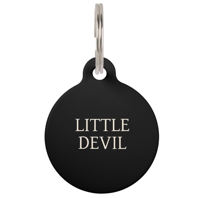 Little Devil Modern Dog ID Round Pet Tag (Front)