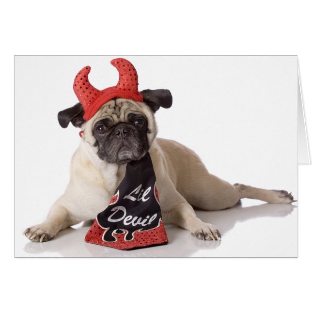 Little Devil Pug Card (Front Horizontal)