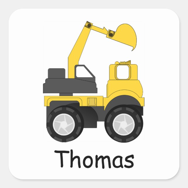 Little Digger Personalised Kid's Square Sticker (Front)