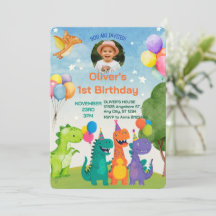 Little Dino 1st Birthday Invitation