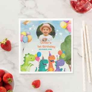 Little Dino 1st Birthday Paper Napkin