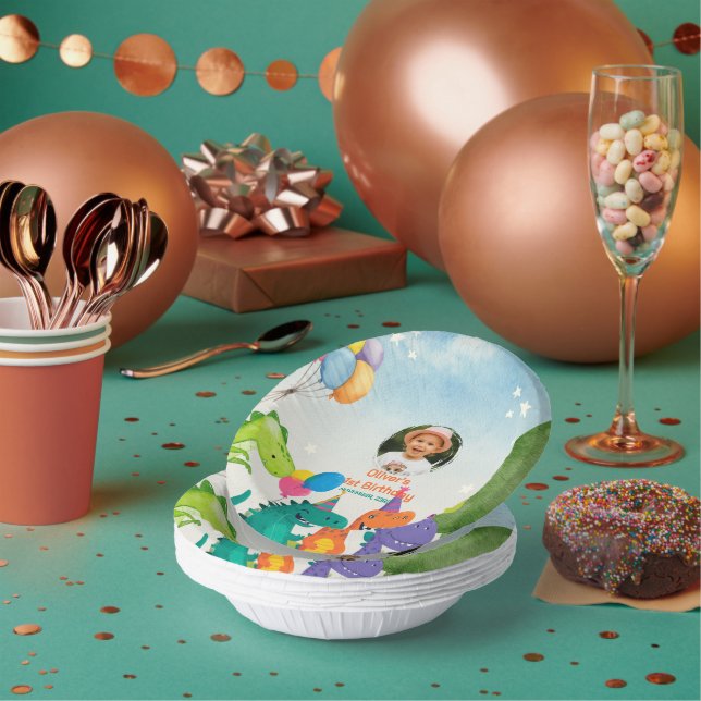 Little Dino 1st Birthday Paper Plate (Multi)