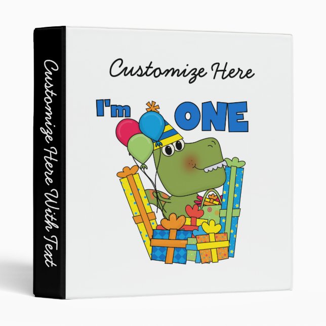 Little Dino 1st Birthday T shirts and Gifts Binder (Front/Spine)