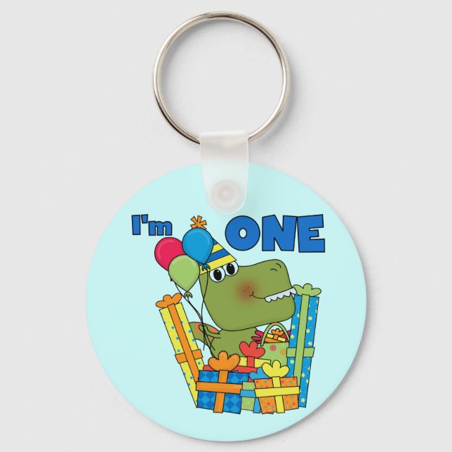 Little Dino 1st Birthday T shirts and Gifts Keychain (Front)
