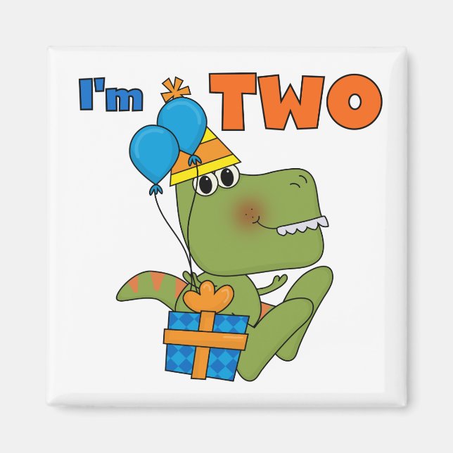 Little Dino 2nd Birthday Tshirts and Gifts Magnet (Front)