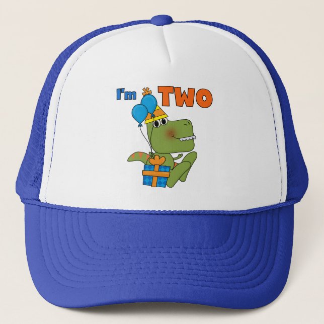 Little Dino 2nd Birthday Tshirts and Gifts Trucker Hat (Front)