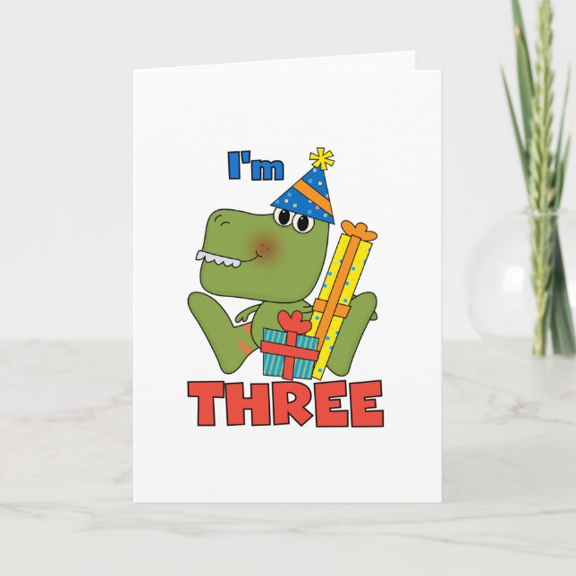 Little Dino 3rd Birthday Tshirts and Gifts Card (Front)