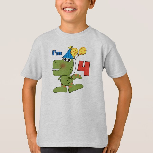 Little Dino 4th Birthday Tshirts and Gifts (Front)