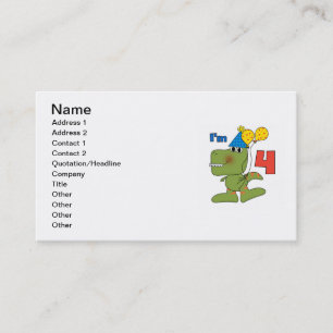 Little Dino 4th Birthday Tshirts and Gifts Business Card
