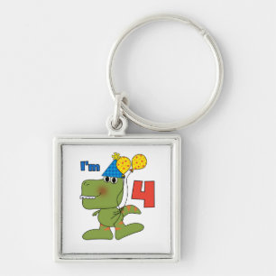 Little Dino 4th Birthday Tshirts and Gifts Keychain