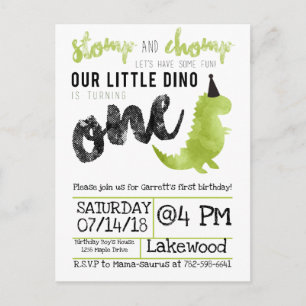 Little Dino First Birthday Dinosaur theme Boy Postcard