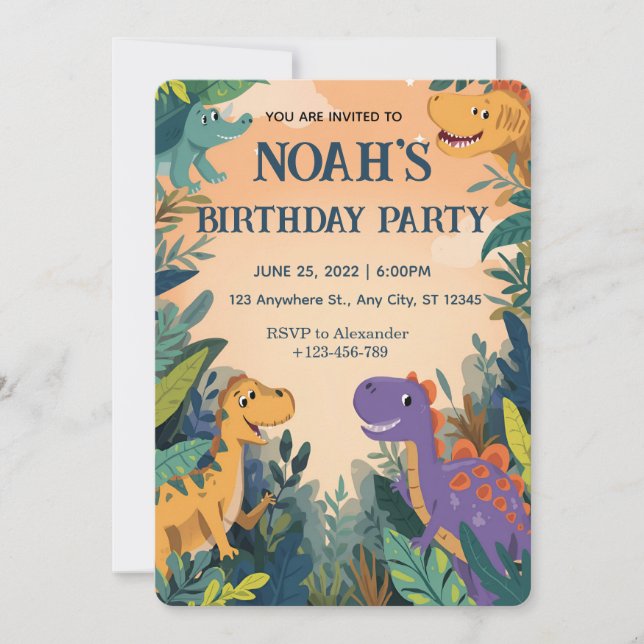Little Dino Party Invitation (Front)