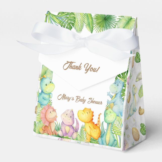 Little Dinosaur Baby Shower Favor Box (Front Side)